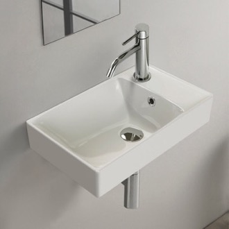 Bathroom Sink Small Bathrom Sink, Wall Mounted or Drop In, Ceramic CeraStyle 044300-U